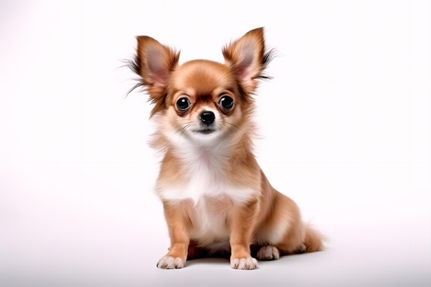 Foto cão chihuahua em um fundo branco isolado ai gerado