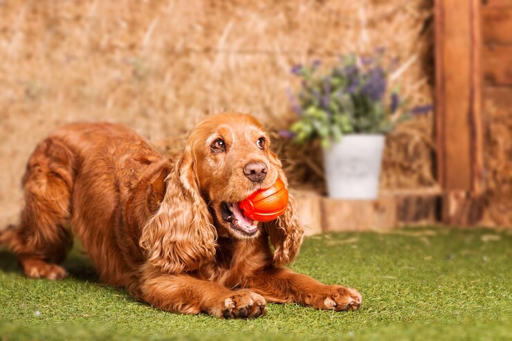 Cão cocker spaniel inglês dentro