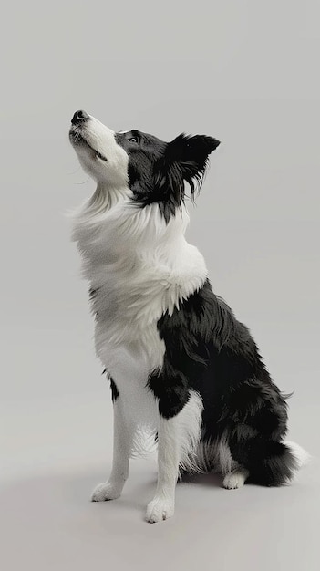 Foto cão collie em fundo branco ultrareal