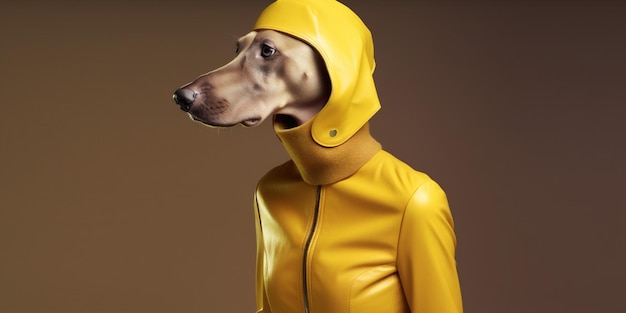 Cão colorido elegante arte conceitual animal látex moda animal de estimação engraçado Generative AI