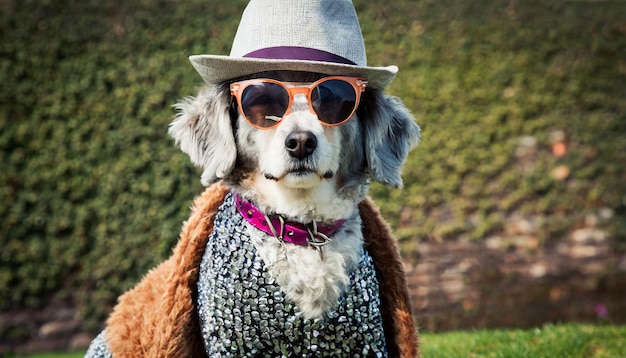 Cão com grande senso de moda.