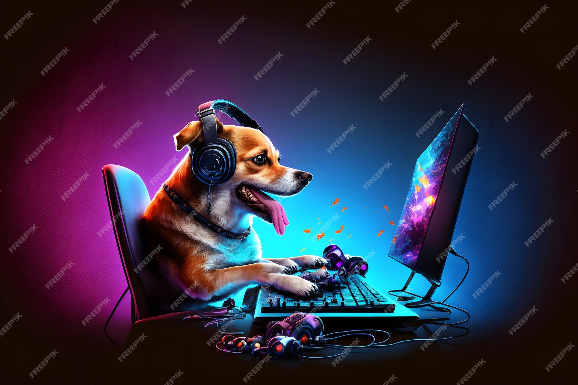 gato Como vídeo jogos viver corrente jogador usar pc computador para  entretenimento. neural rede gerado arte 23137504 Foto de stock no Vecteezy