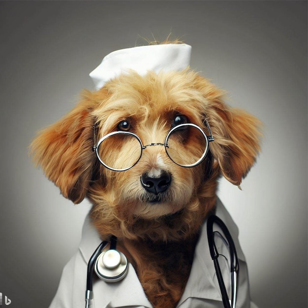 Cão como médico cão bonito