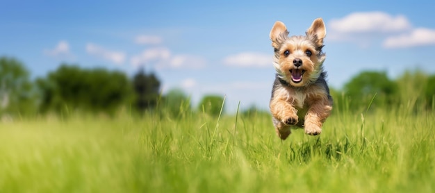 Cão correndo no campo