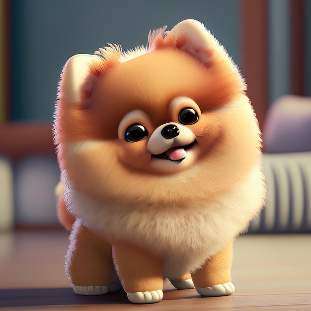 Foto cão da pomerânia personagem 3d