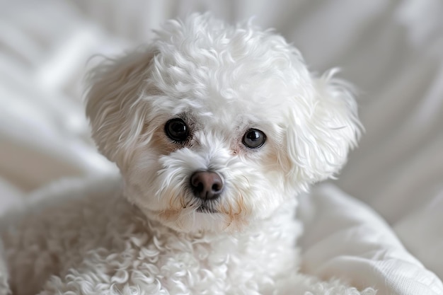 Cão de bichon adorável e brincalhão