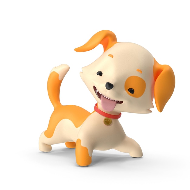 Cão de cachorro de desenho animado Pose brincalhão Modelagem 3D Arquivo PSD Cão de estimação realista