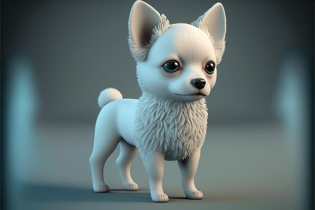 Cão de corpo inteiro 3d em estilo cartoon centro de estúdio completo em fundo branco pequeno