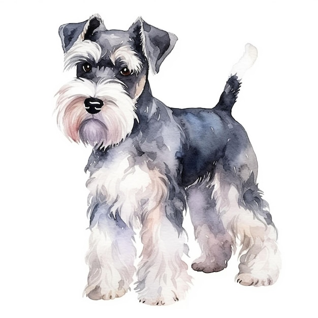 Cão de desenho animado bonito estilo de pintura em aquarela generativo ai