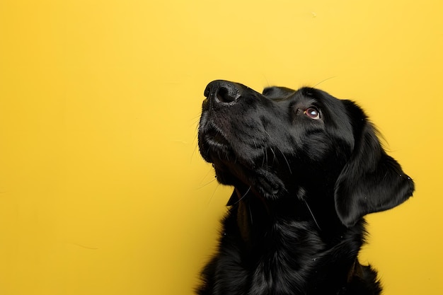 Cão de esconderijo em close-up isolado em fundo amarelo