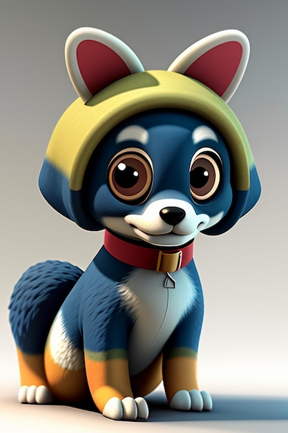 Foto cão de estimação antropomórfico renderização 3d personagem modelo produto design papel de parede elemento de fundo