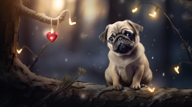 Cão de estimação, cachorro, amor, coração, Dia dos Namorados, romance, Natal, Ano Novo.