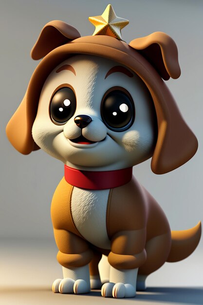 Foto cão de estimação renderização 3d ilustração de desenho animado estilo anime papel de parede fundo design criativo