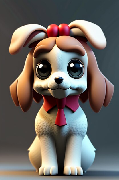 Cão de estimação renderização 3D ilustração dos desenhos animados estilo anime papel de parede fundo design criativo