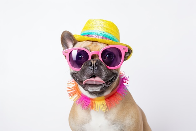 Cão de festa engraçado em som colorido