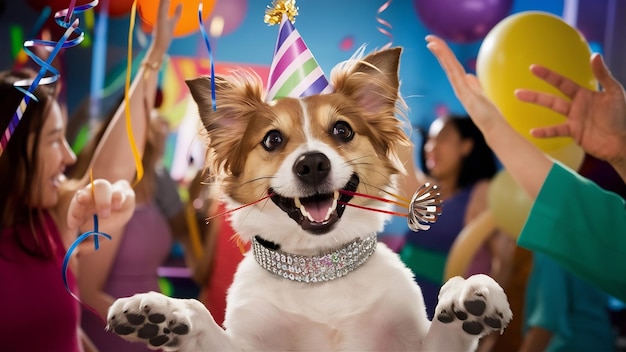 Foto cão de festa