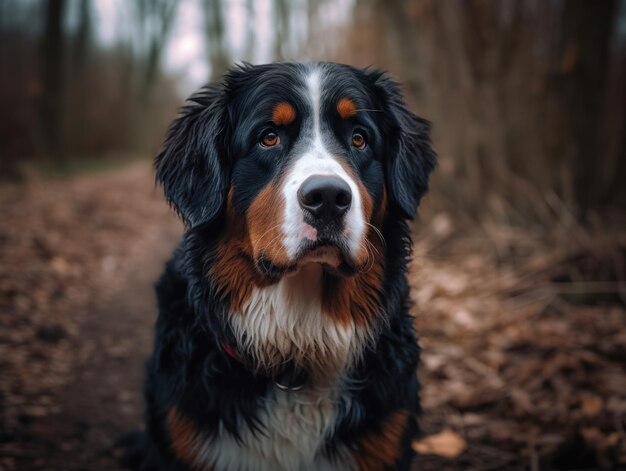 Foto cão de montanha bernese em close-up criado com tecnologia de ia generativa