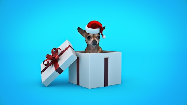 cão de natal, conceito de natal. renderização em 3D