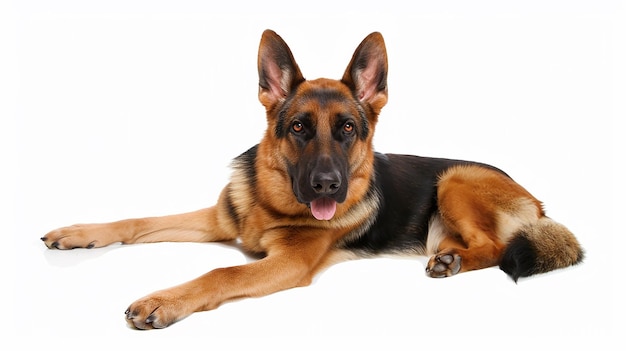 Cão de pastor alemão está em fundo isolado
