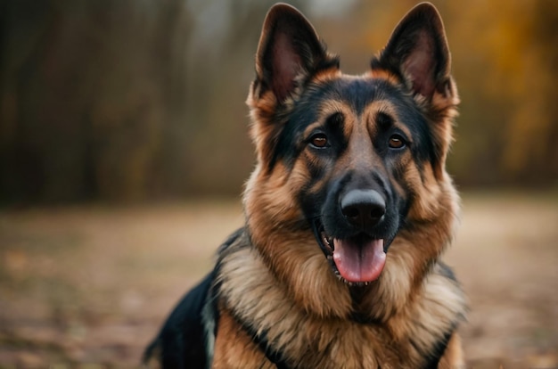 Foto cão de pastor alemão isolado em fundo preto em estúdio