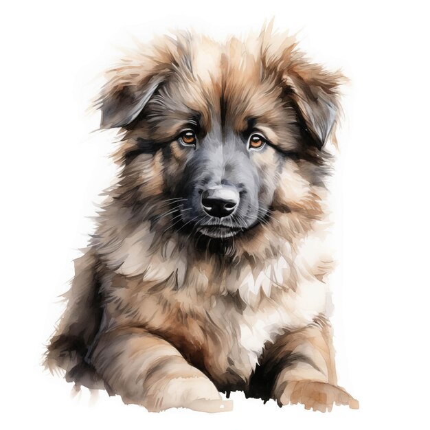 Cão de pastor caucasiano Cão cachorro Cão de montanha caucasian clipart Ilustração a aquarela