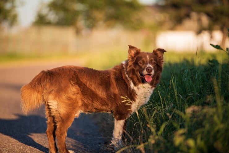 Foto cão de pé no campo