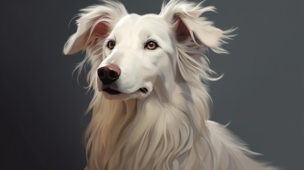 cão de pelo longo branco