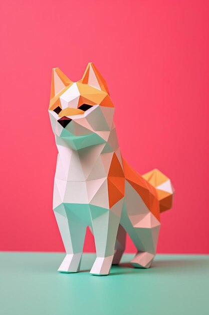 Cão de raça bonito feito em estilo origami