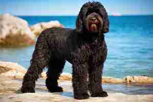 Foto cão de raça pura de raça bela cao de agua água portuguesa