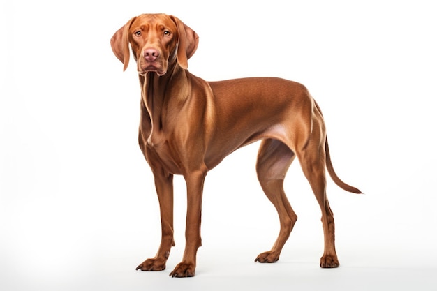 Cão de Vizsla em pé sobre um fundo branco