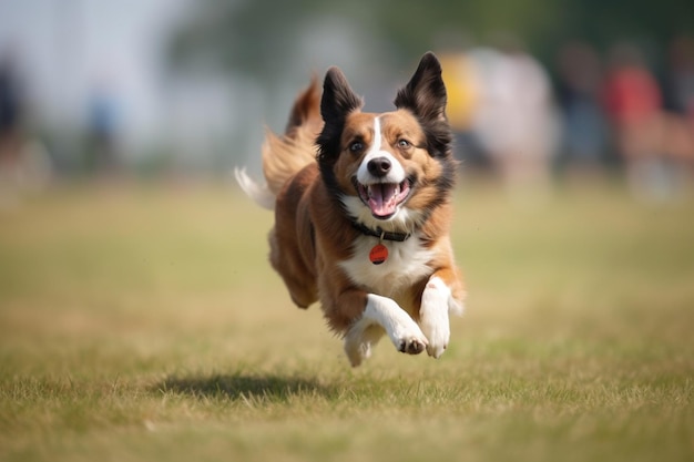 Cão desportivo a actuar durante a corrida de isca em competição