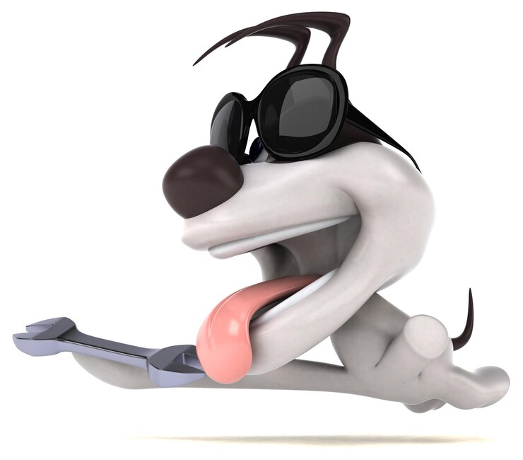 Foto cão divertido - ilustração 3d
