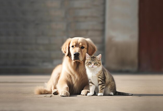 Foto cão e gato amizade entre animais ai gerado