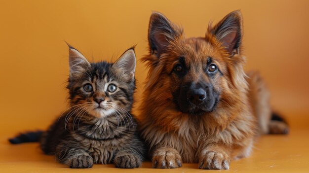 Cão e Gato Sentados Juntos