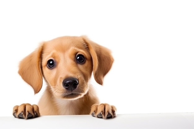 Foto cão em fundo branco com espaço de cópia