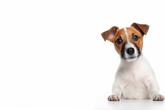 Cão em fundo branco com espaço de cópia