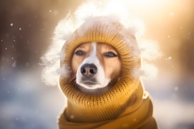 Cão engraçado Jack Russell Terrier sentado nas folhas no parque em um dia de outono Rede neural AI gerada