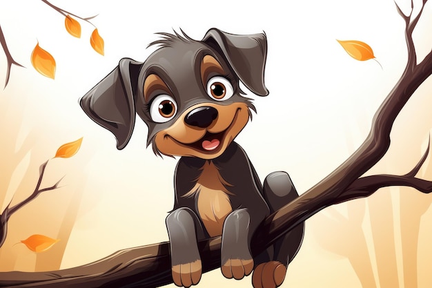 Cão engraçado na natureza desenhado desenho animado animal animal de estimação ilustração generativa ai