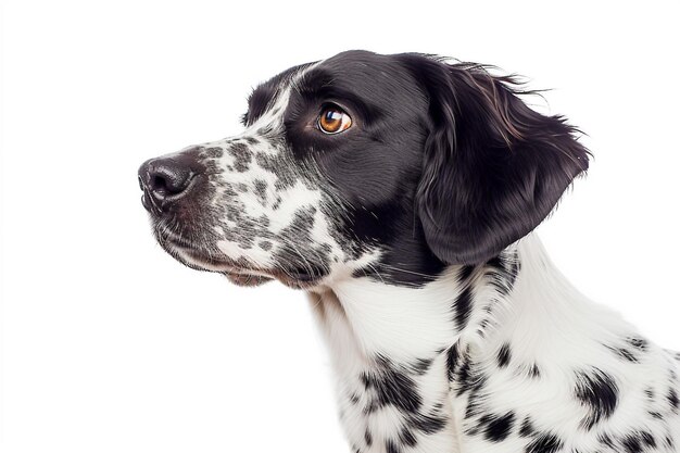 Cão Escoteiro Branco e Negro Isolado em um Fundo Branco