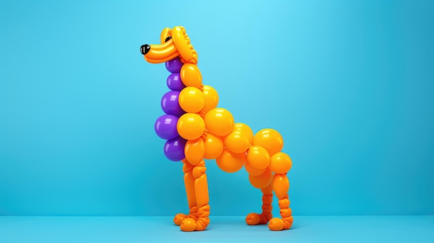 Foto cão feito de um fundo de balão em cores vibrantes