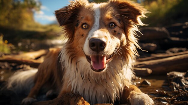 Cão feliz a sorrir.