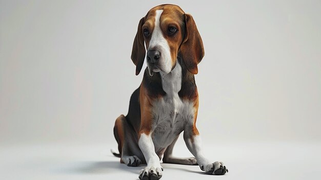 Foto cão foxhound americano em fundo branco