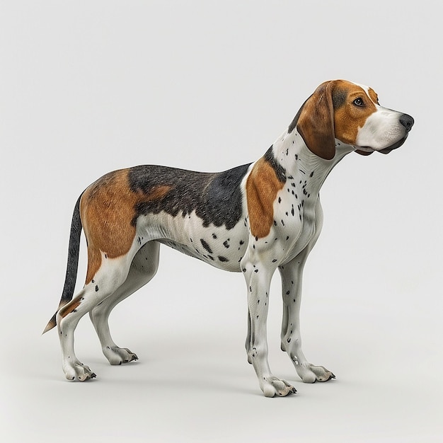 Foto cão foxhound inglês em fundo branco