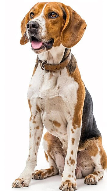 Foto cão foxhound inglês em fundo branco