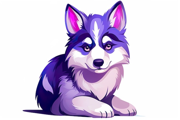 cão husky bonito ilustração de desenho animado generativo ai