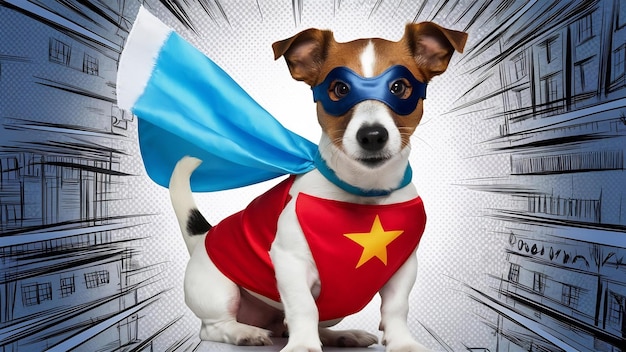 Foto cão jack russell traje de super-herói