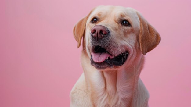 Cão Labrador em fundo rosa pastel