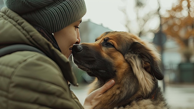 Cão leal saúda seu dono com afeto inabalável
