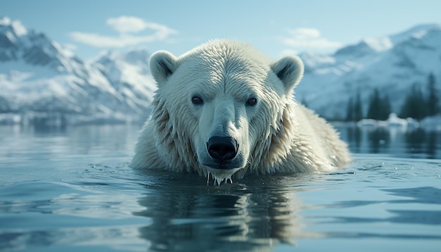 Foto cão majestoso na paisagem ártica refletindo a beleza pura na natureza gerada pela ia