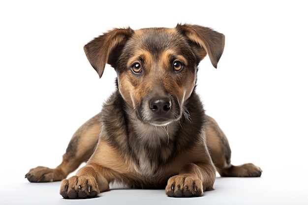 Cão mestiço isolado no fundo branco generativo AI